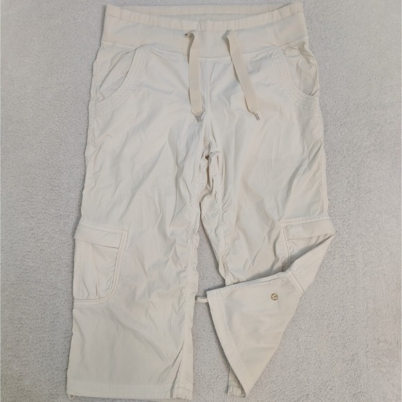 Lululemon Studio Crop Pants Womens 6 Off White Lightweight Stretch Nylon 30"x19" - Picture 1 of 8